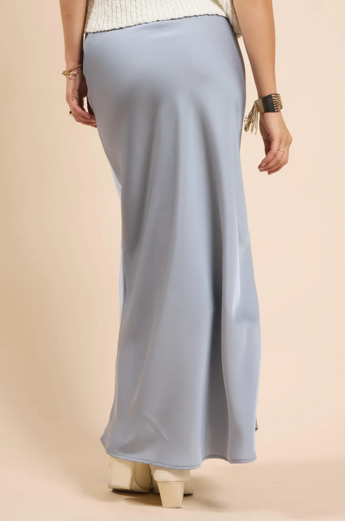 Sadie & Sage El Sol Slip Maxi Skirt (DUSTY BLUE)