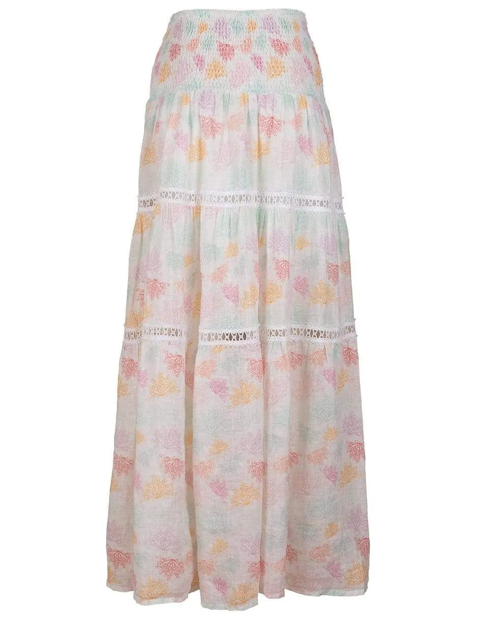 Salina Butterfly Print Shirred Waist Maxi Skirt