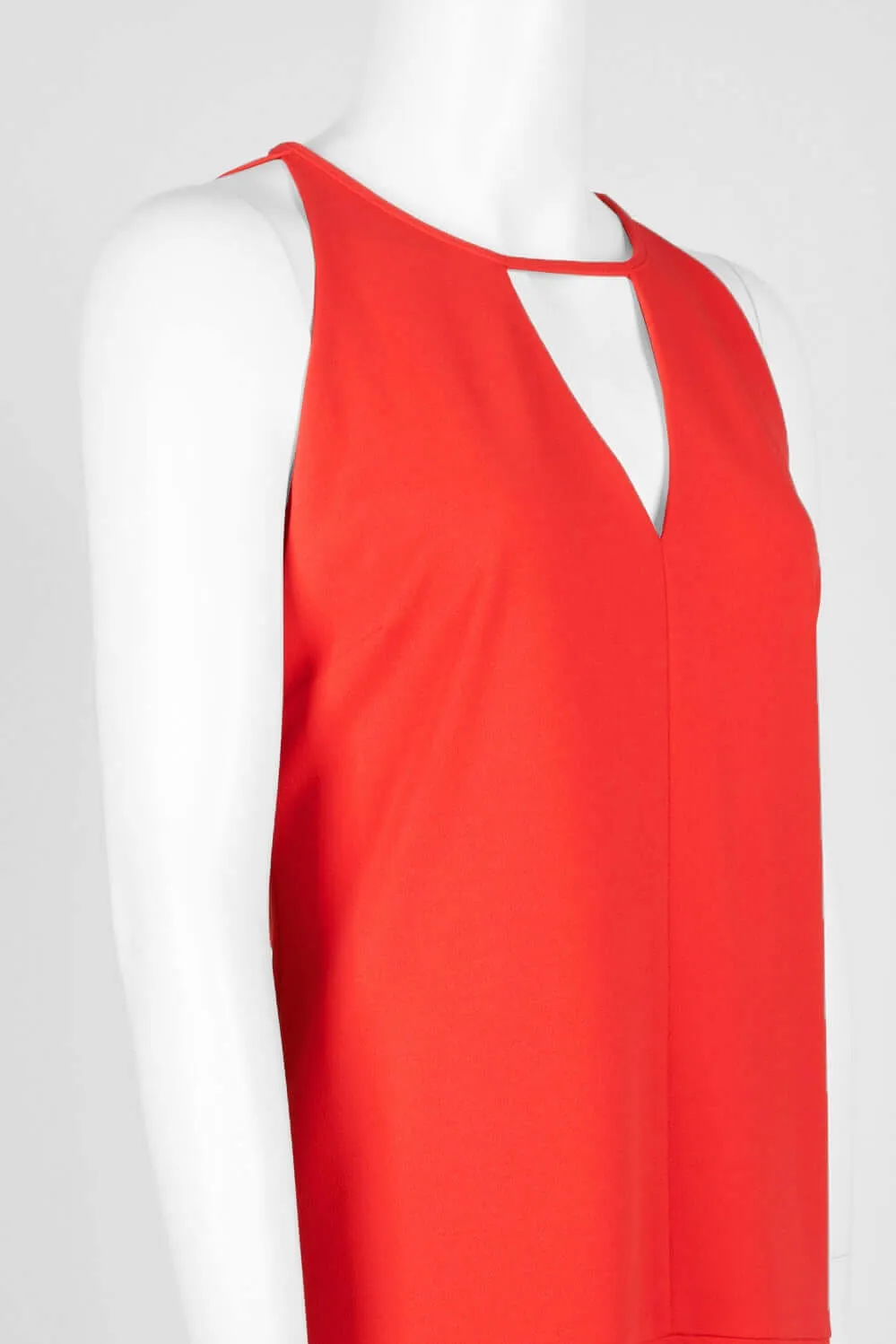 Sam Edelman Crew Neck Sleeveless Cutout Solid Stretch Crepe Dress