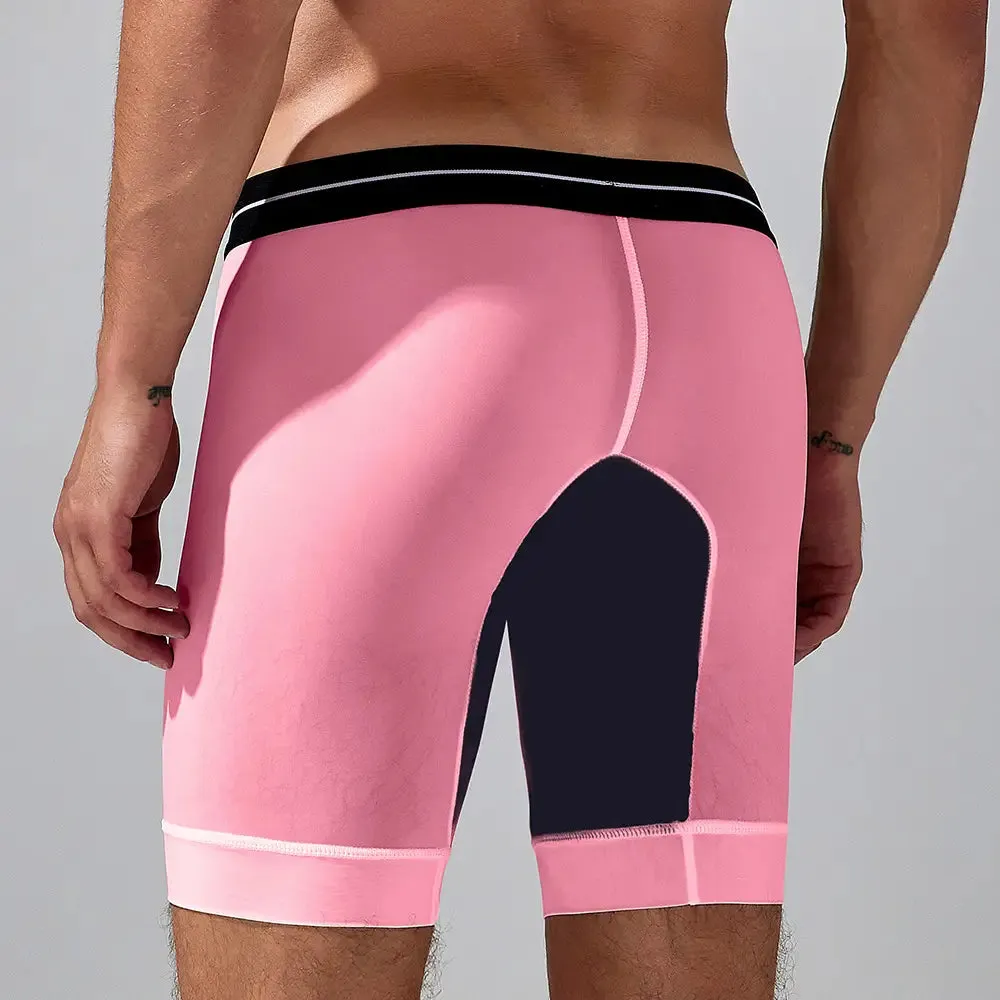Seobean Men's Nylon-Spandex Long Boxer Briefs | Anti-Chafing Summer Underwear 240201