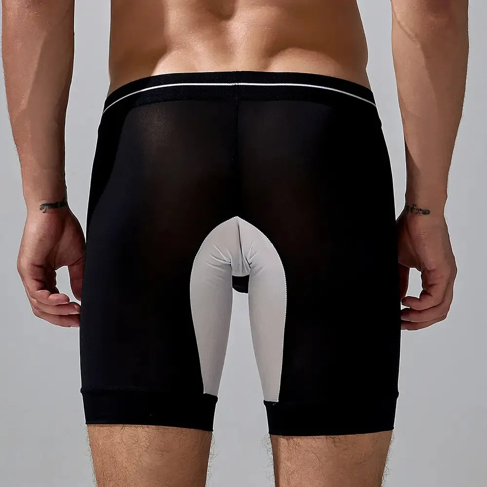 Seobean Men's Nylon-Spandex Long Boxer Briefs | Anti-Chafing Summer Underwear 240201