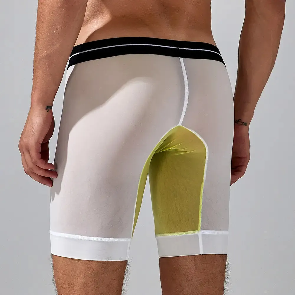 Seobean Men's Nylon-Spandex Long Boxer Briefs | Anti-Chafing Summer Underwear 240201
