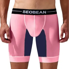 Seobean Men's Nylon-Spandex Long Boxer Briefs | Anti-Chafing Summer Underwear 240201