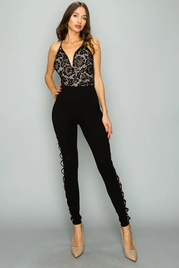 SEXY SIDE STRAPPY STRETCH-KNIT WOMEN PANTS
