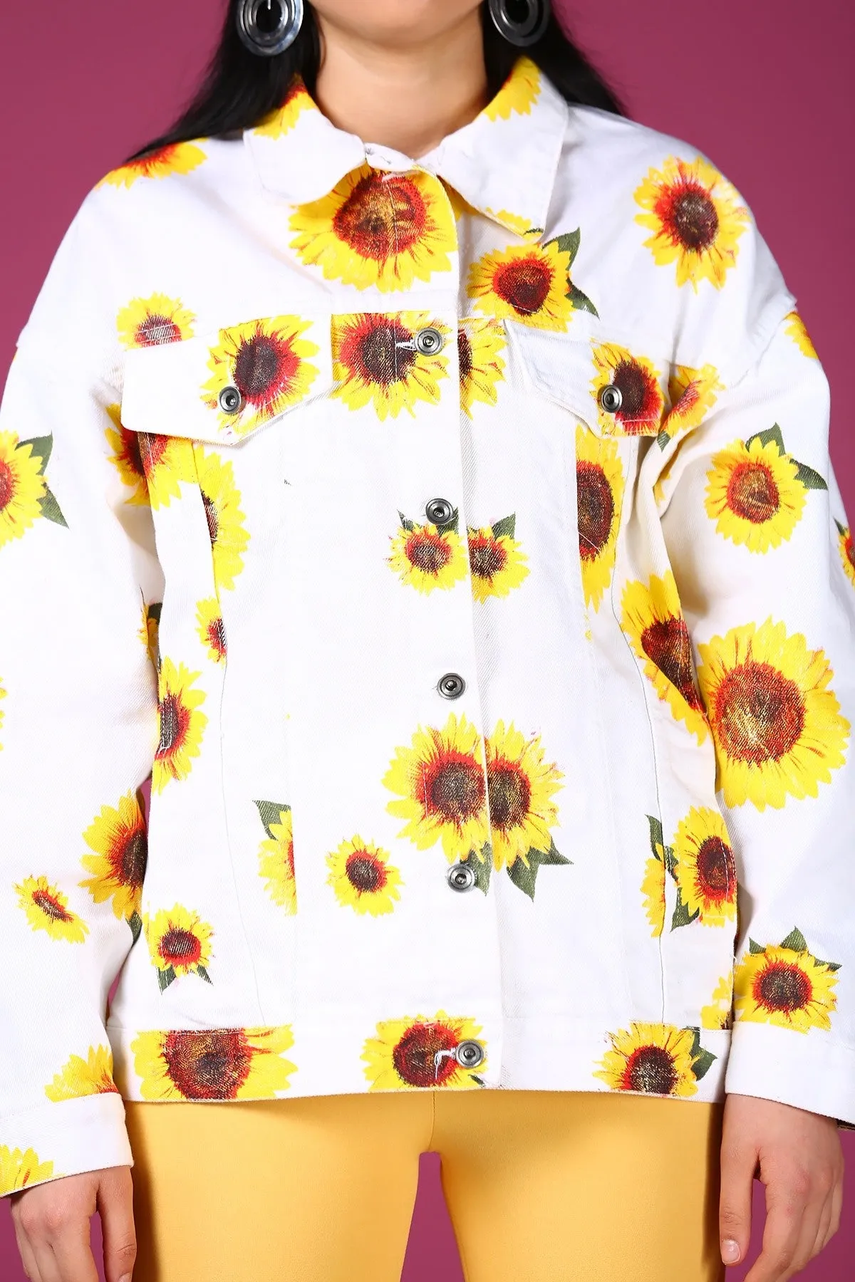 Sidiou Group Pocketed Patterned Denim Jacket
