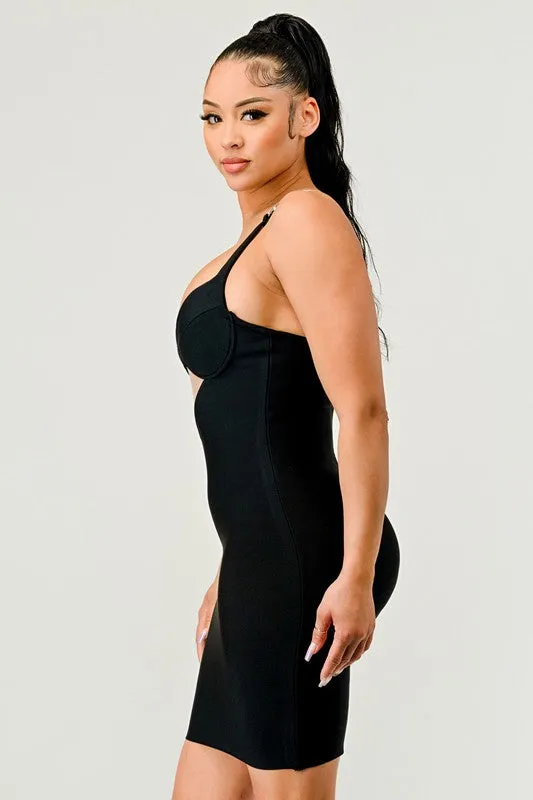 Silver Chained Straps Bodycon Mini Dress