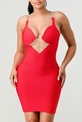 Silver Chained Straps Bodycon Mini Dress
