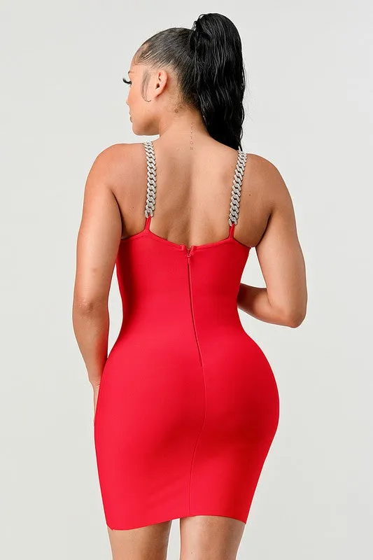 Silver Chained Straps Bodycon Mini Dress