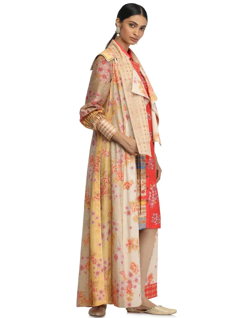 Sleevless Trench Coat- Beige