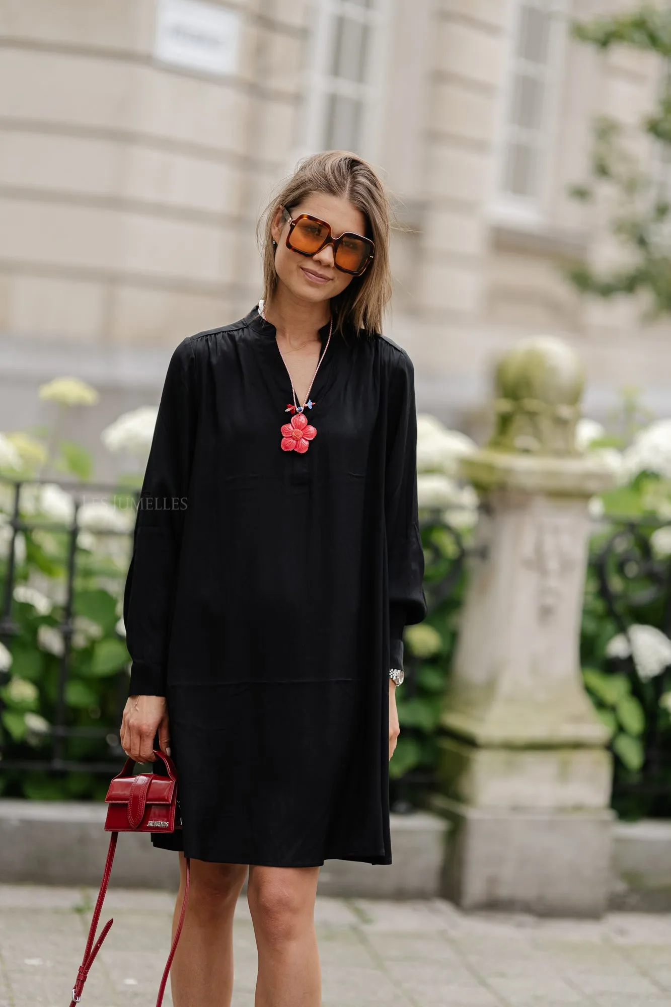 SLFMaddi LS V-neck short dress black