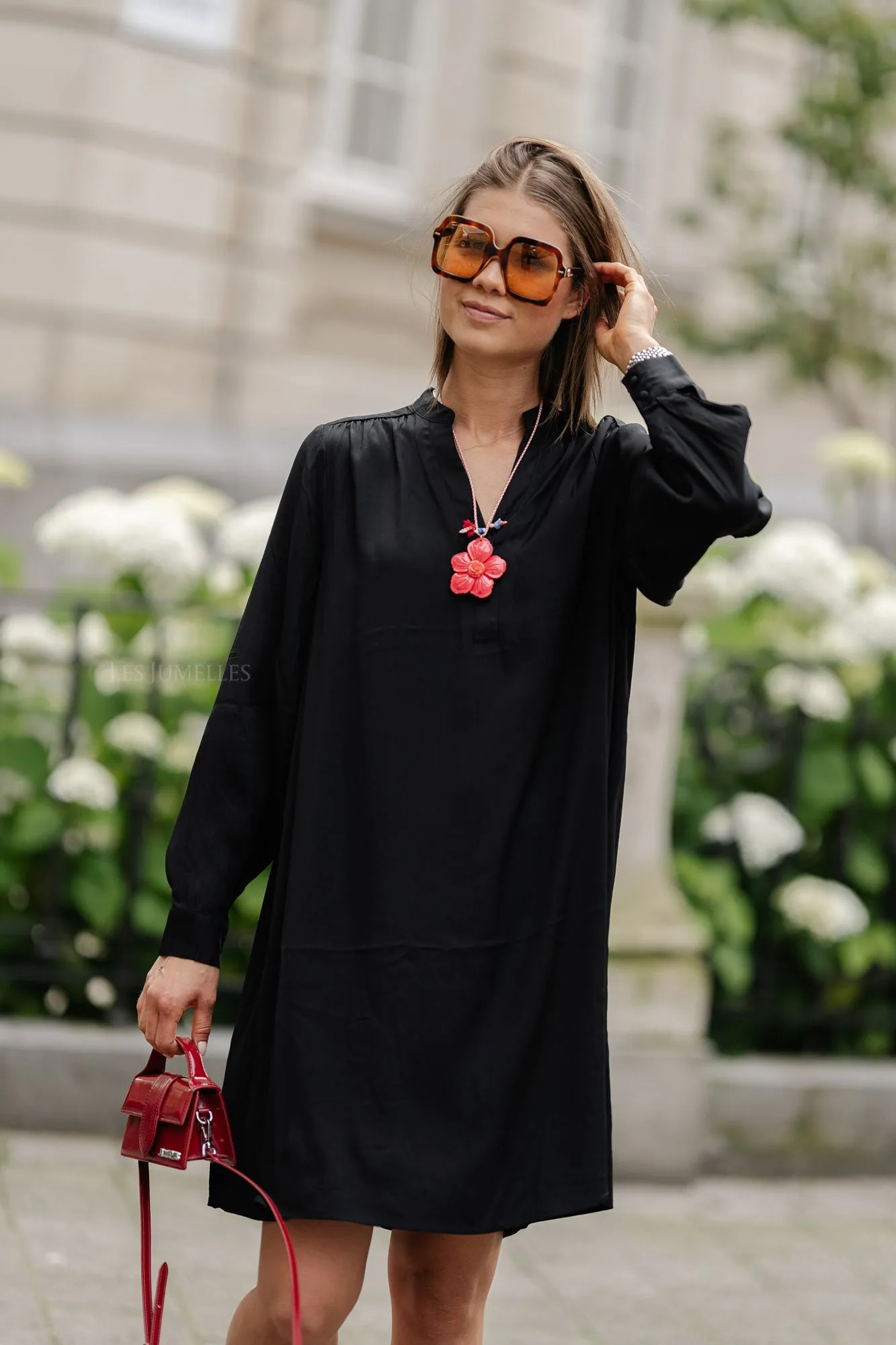 SLFMaddi LS V-neck short dress black