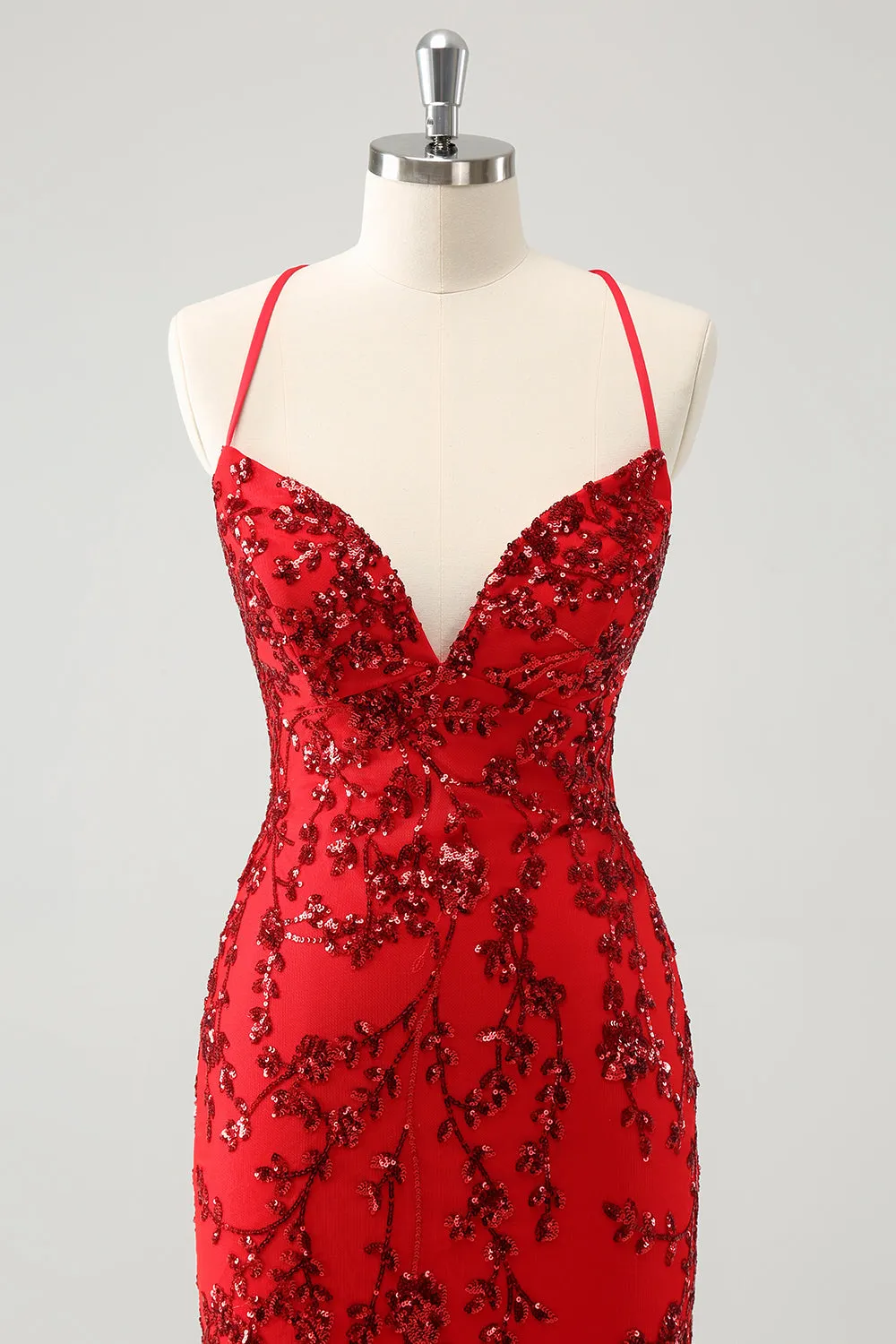 Sparkly Red Floral Tight Short Homecoming Dress with Sequins