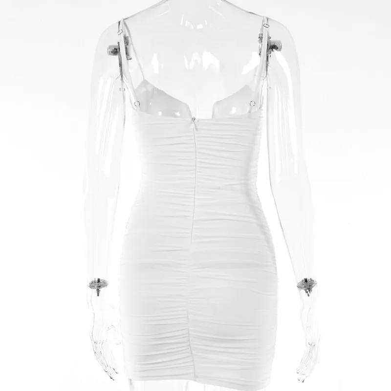 Spring Sexy Slim Elegant Clubwear Classic Solid Sleeveless Backless Sheath Dress