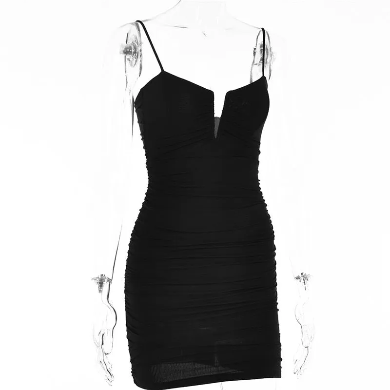 Spring Sexy Slim Elegant Clubwear Classic Solid Sleeveless Backless Sheath Dress