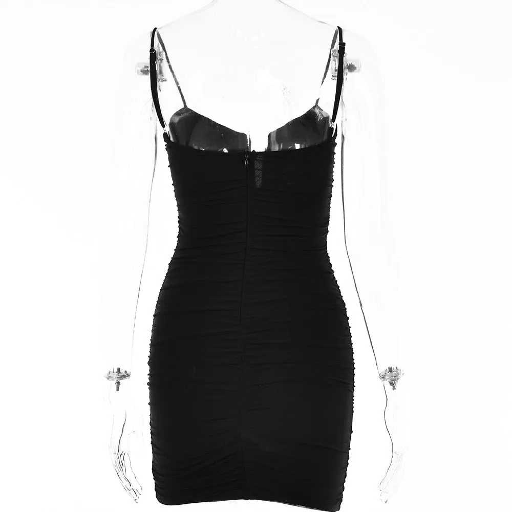 Spring Sexy Slim Elegant Clubwear Classic Solid Sleeveless Backless Sheath Dress
