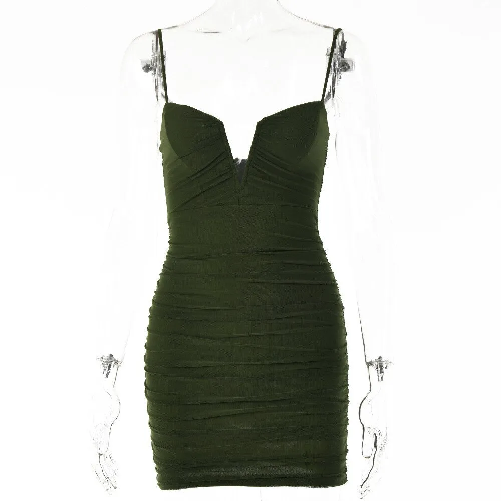 Spring Sexy Slim Elegant Clubwear Classic Solid Sleeveless Backless Sheath Dress