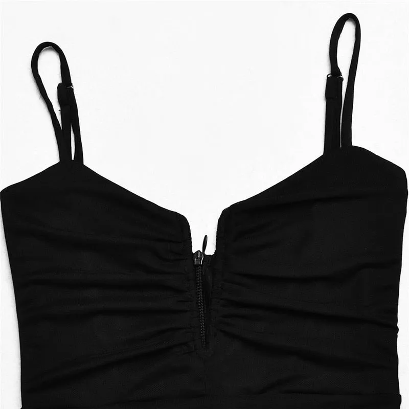 Spring Sexy Slim Elegant Clubwear Classic Solid Sleeveless Backless Sheath Dress