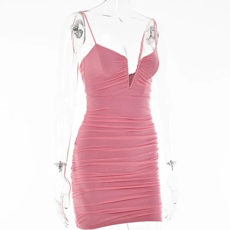 Spring Sexy Slim Elegant Clubwear Classic Solid Sleeveless Backless Sheath Dress