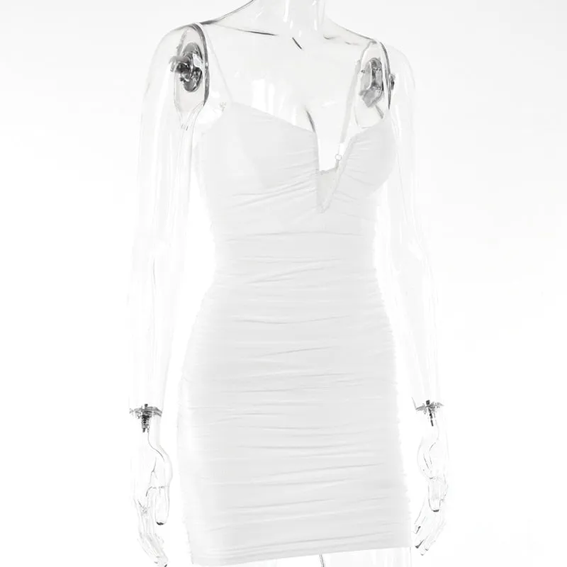 Spring Sexy Slim Elegant Clubwear Classic Solid Sleeveless Backless Sheath Dress