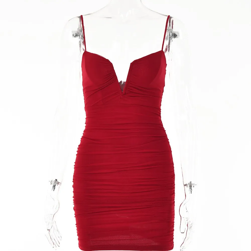 Spring Sexy Slim Elegant Clubwear Classic Solid Sleeveless Backless Sheath Dress