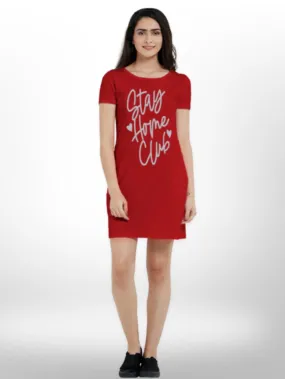 Stay Home Club Printed Comfortable Long T-shirt For Women's