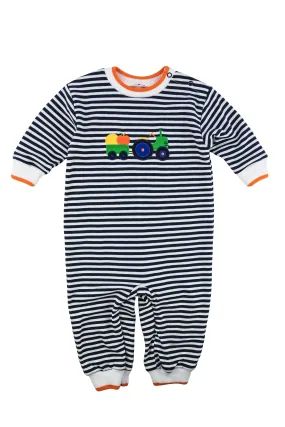 Stripe Knit Tractor and Pumpkin Longall