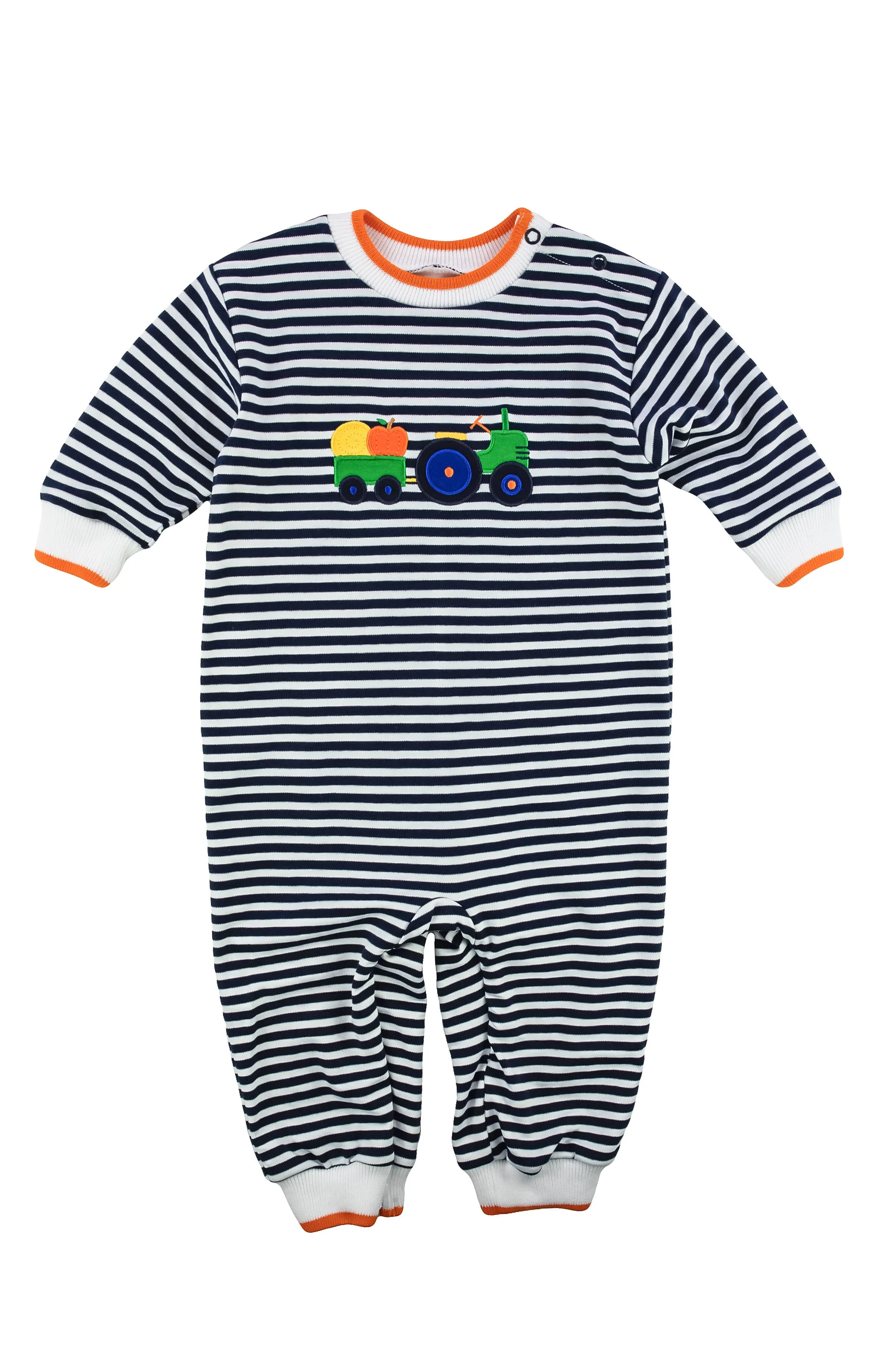 Stripe Knit Tractor and Pumpkin Longall