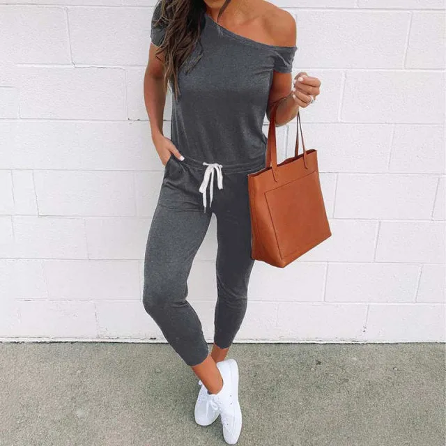 Summer Off Shoulder Long Jumpsuit