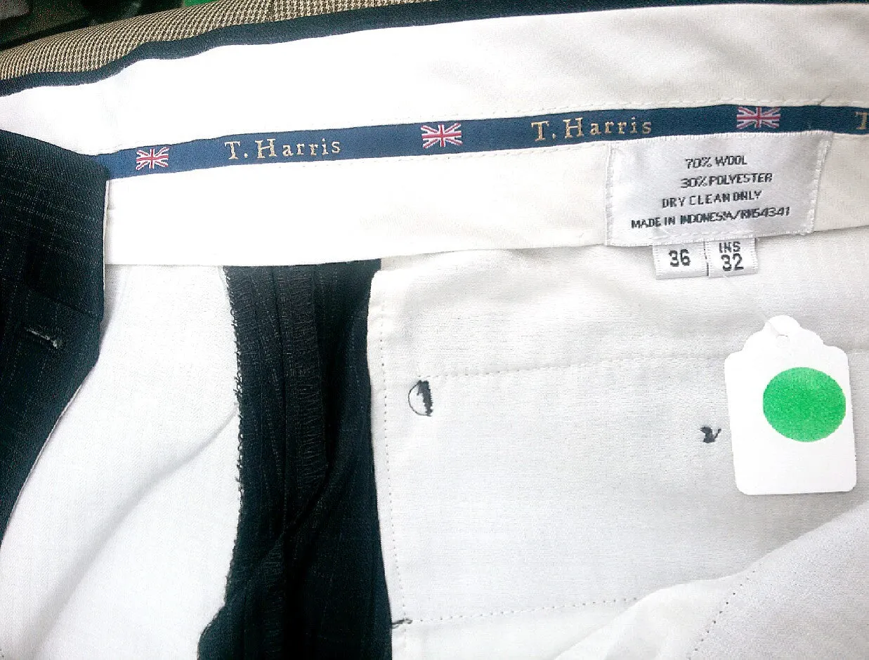 T. Harris of London- Blue Plaid Fashion Trousers- size 36x32