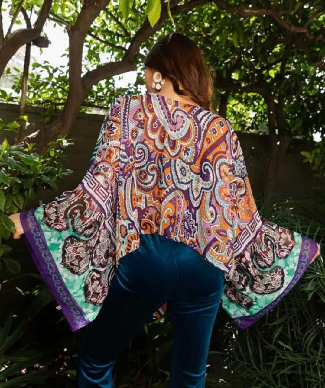 Teal / Navy Multi Print Boho Kimono