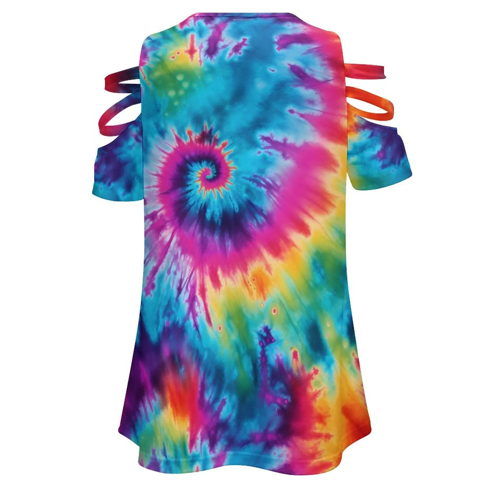 Tie Dye Designs, Women's Zipper T-Shirts, cold shoulder shirt