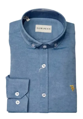 Tom Penn Long Sleeve Oxford Casual Shirt 330 - Aqua