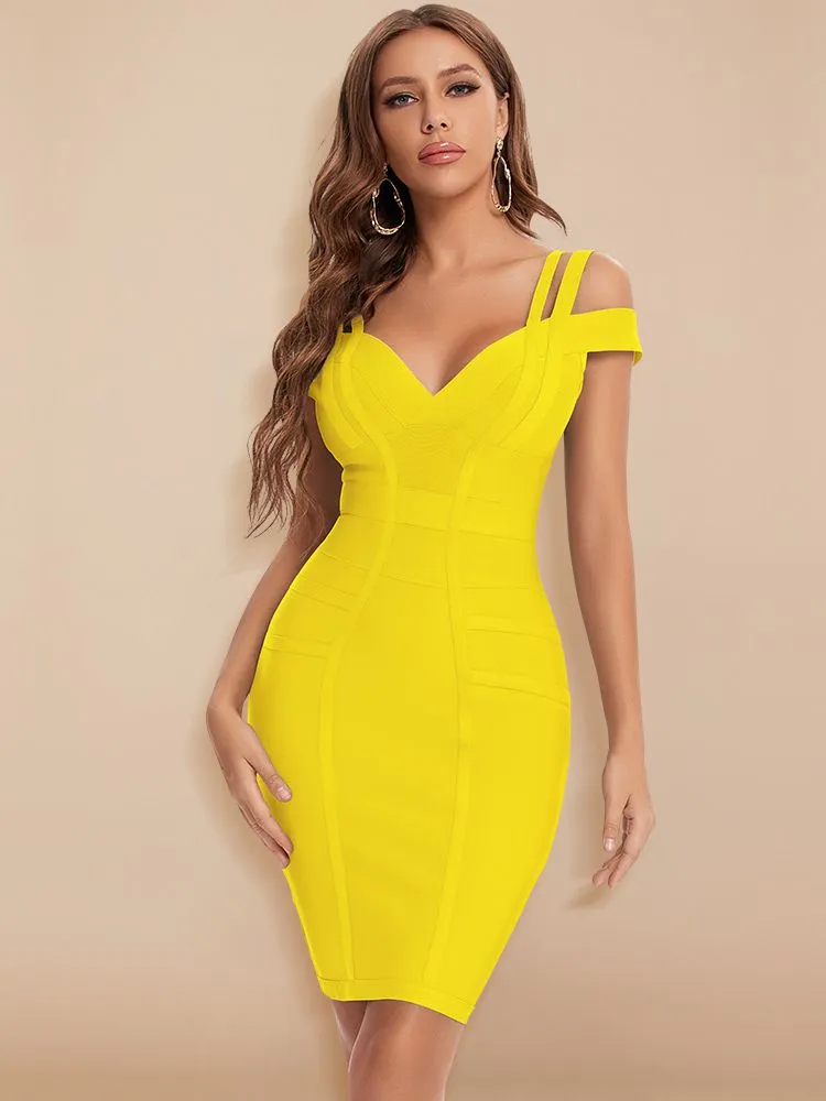 Trendy Bandage Double Strap Party Dress