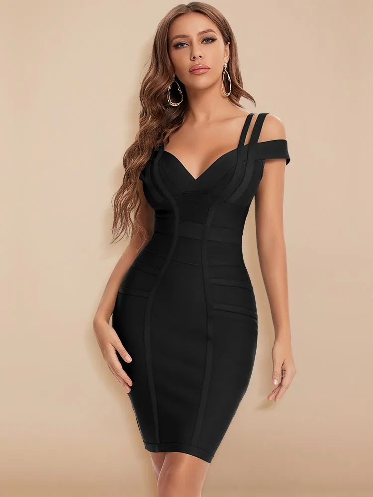 Trendy Bandage Double Strap Party Dress