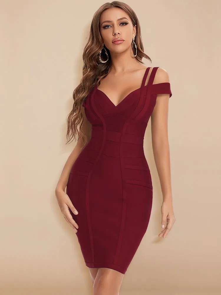 Trendy Bandage Double Strap Party Dress