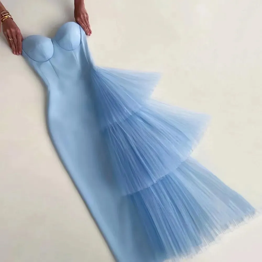 Trendy Bandage Mesh Strapless Party Dress