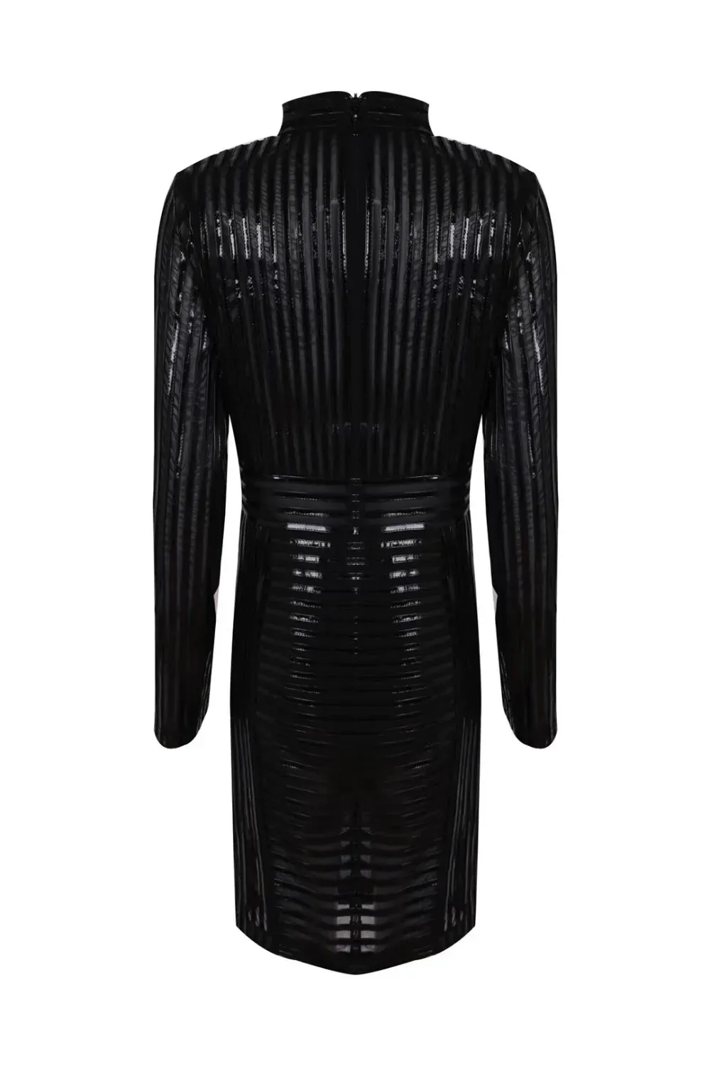Trendy Black O-Neck Leather  Party Dress