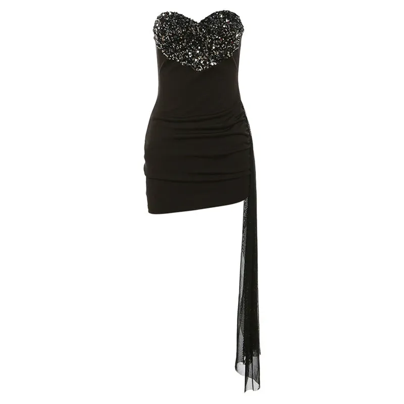 Trendy Heart-Shaped Back Sequin Party Dress