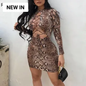 Trendy Hollow Out Lace Up Party Dress