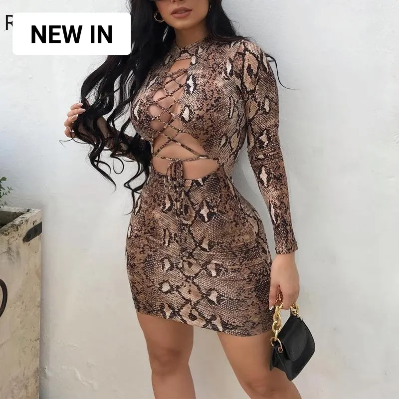 Trendy Hollow Out Lace Up Party Dress