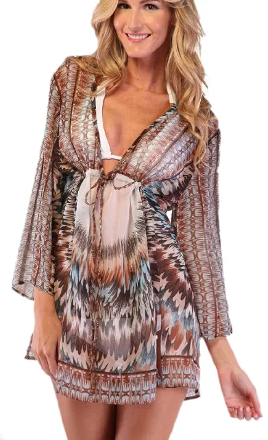 TUNIC SWIM COVERUP WITH DRAWSTRING [MULTIPLE COLORS]