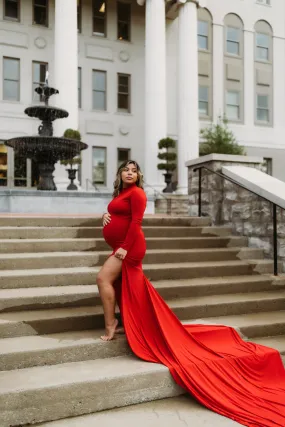 Turtleneck  Maternity Dress with slit
