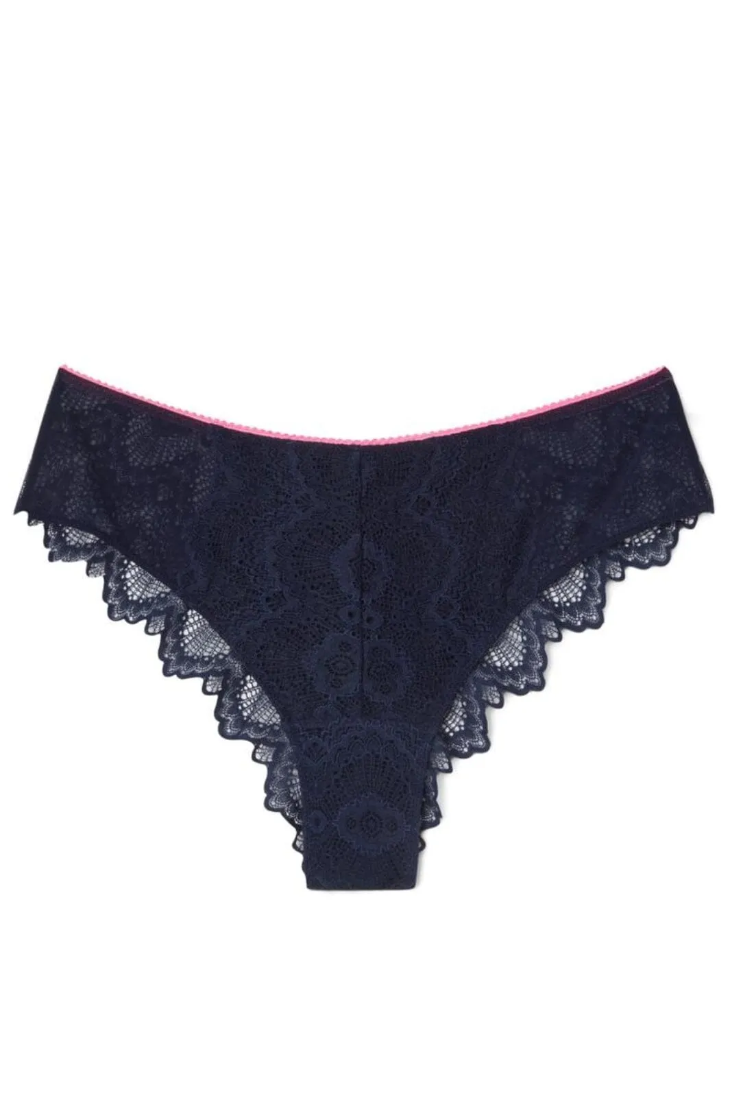 Understatement Underwear - Lace Cheeky - Navy/Neon Pink