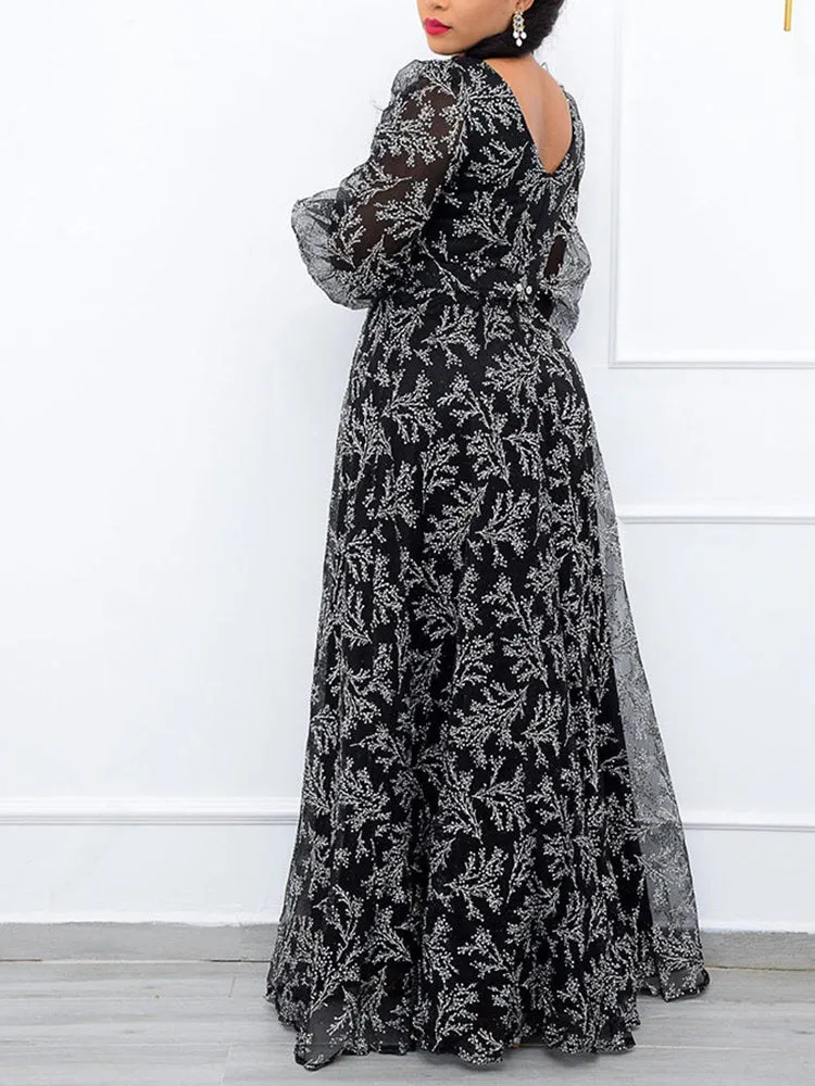 V Neck Long Trendy Sleeve Midi Dress