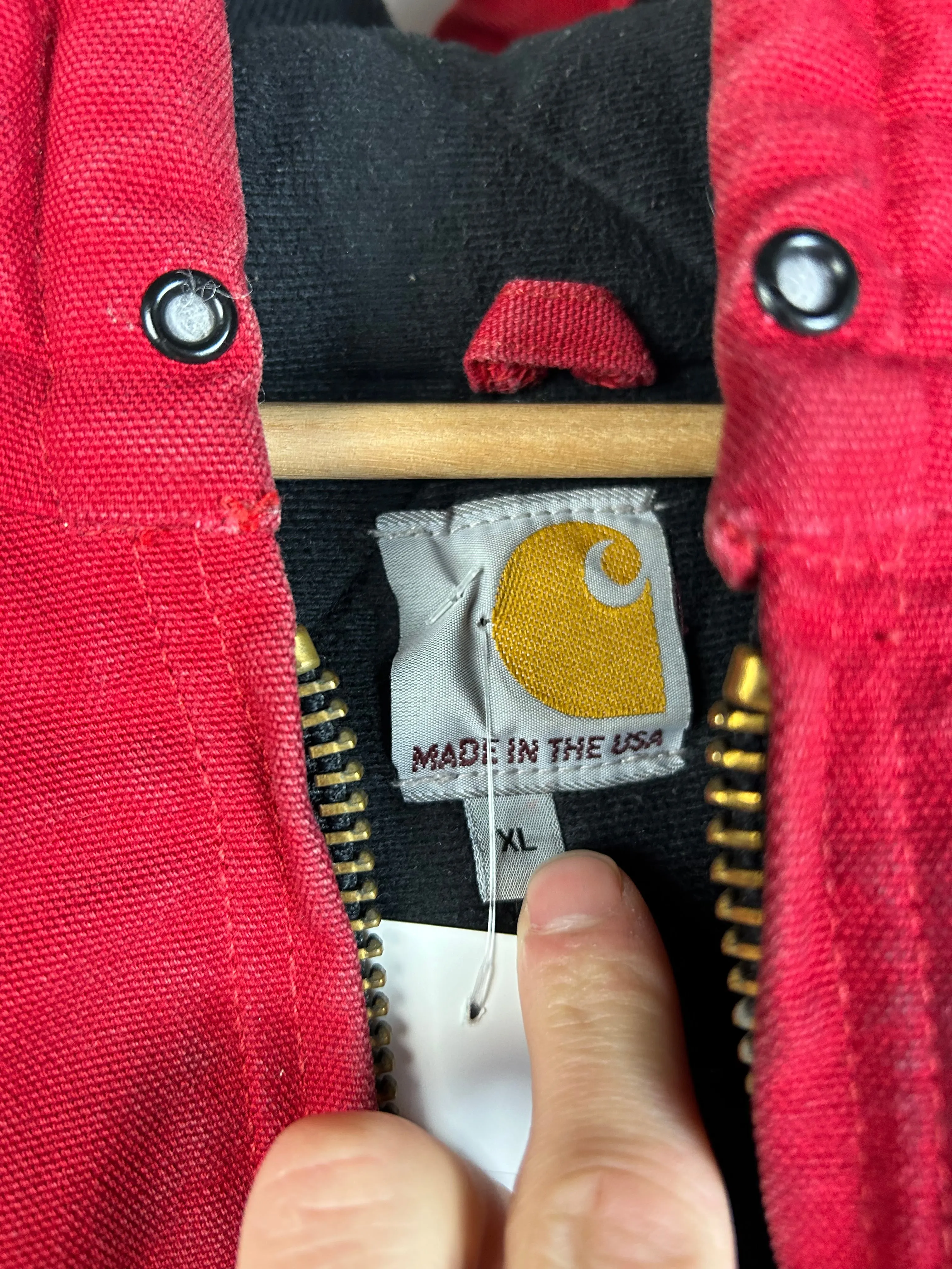 Vintage Carhartt Active Red Hooded Jacket J140