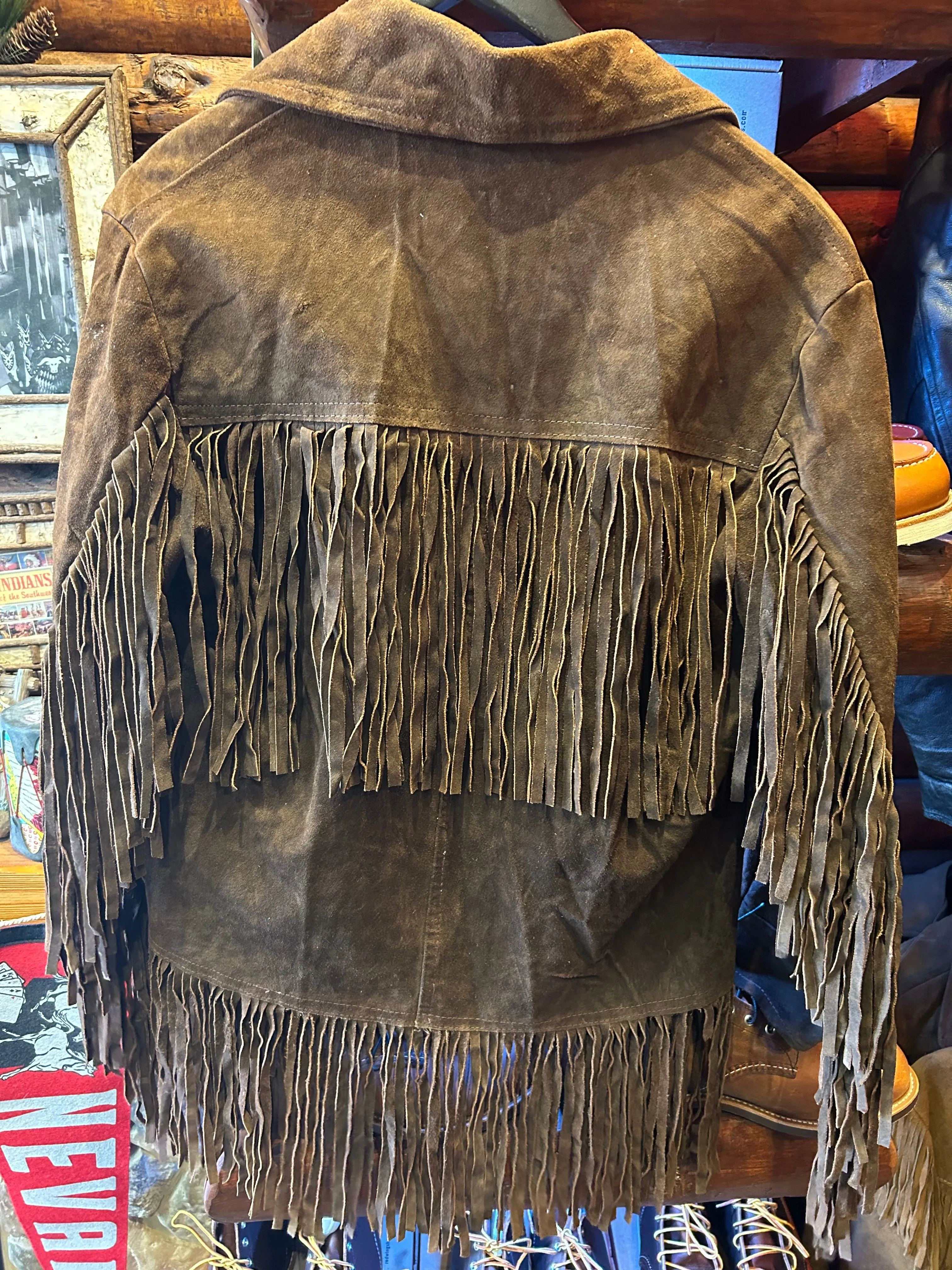 Vintage Choc Vasquez, Mexico Suede Rancher 70s, 38 Small