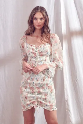 Vintage Floral Print Mini Dress