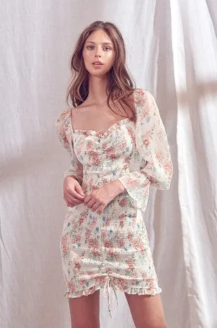 Vintage Floral Print Mini Dress