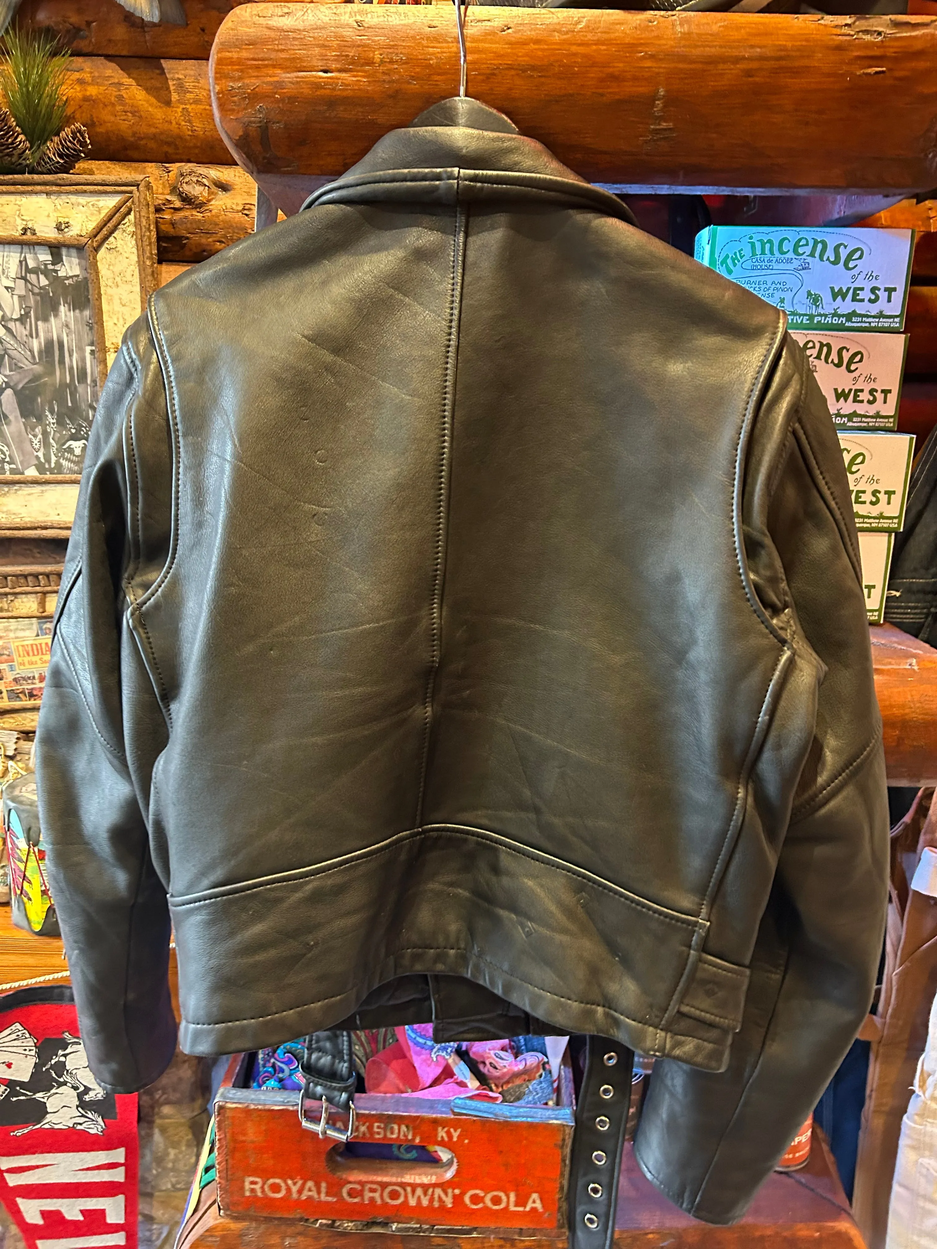 Vintage German Leather Biker Jacket, Small