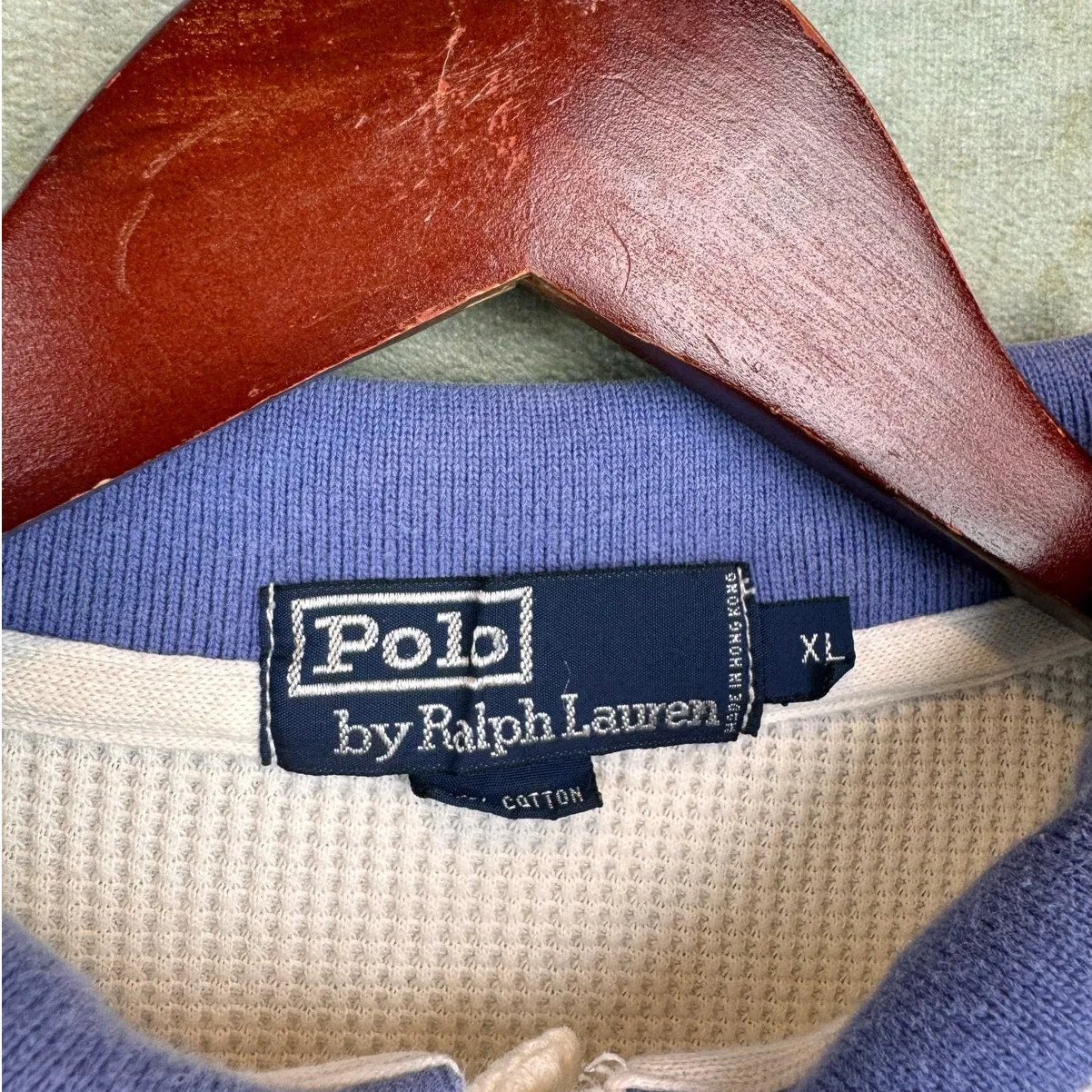VTG 90s Polo Ralph Lauren Cookie Crest Thermal Shirt XL